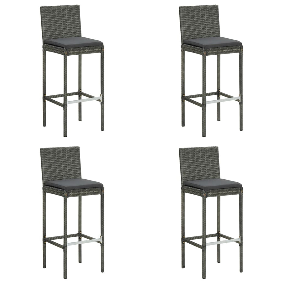 -Delige Tuinbarset Met Kussens Poly Rattan 5 80 cm tafellengte Grijs