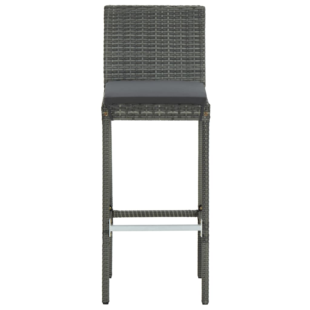 -Delige Tuinbarset Met Kussens Poly Rattan 5 80 cm tafellengte Grijs