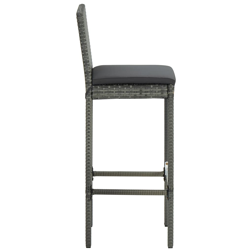 -Delige Tuinbarset Met Kussens Poly Rattan 5 80 cm tafellengte Grijs