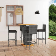 Tuinbarset 5-delig poly rattan grijs acaciahout