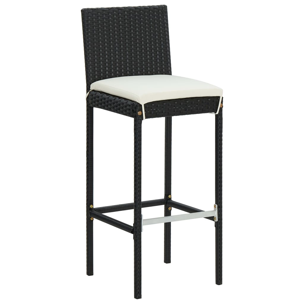 -Delige Tuinbarset Met Kussens Poly Rattan 9 80 cm tafellengte Zwart