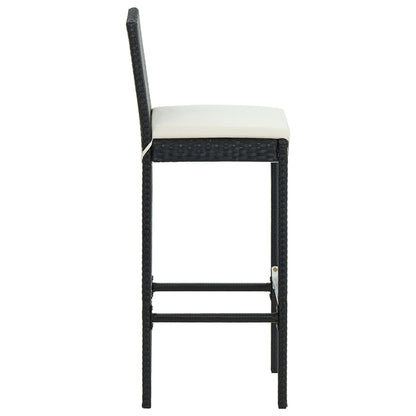 -Delige Tuinbarset Met Kussens Poly Rattan 9 80 cm tafellengte Zwart