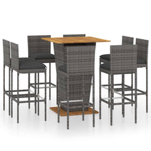 -Delige Tuinbarset Met Kussens Poly Rattan 9 80 cm tafellengte Grijs