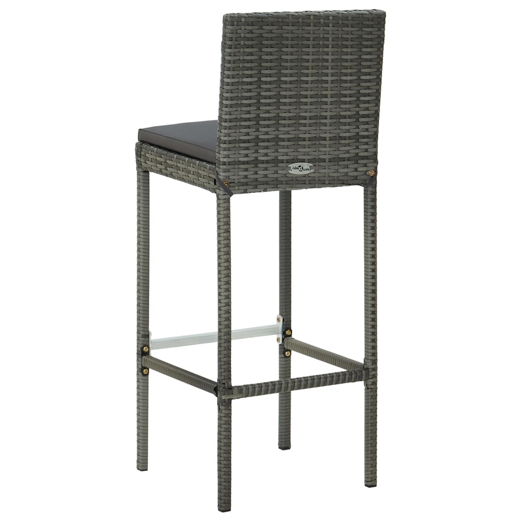 -Delige Tuinbarset Met Kussens Poly Rattan 9 80 cm tafellengte Grijs