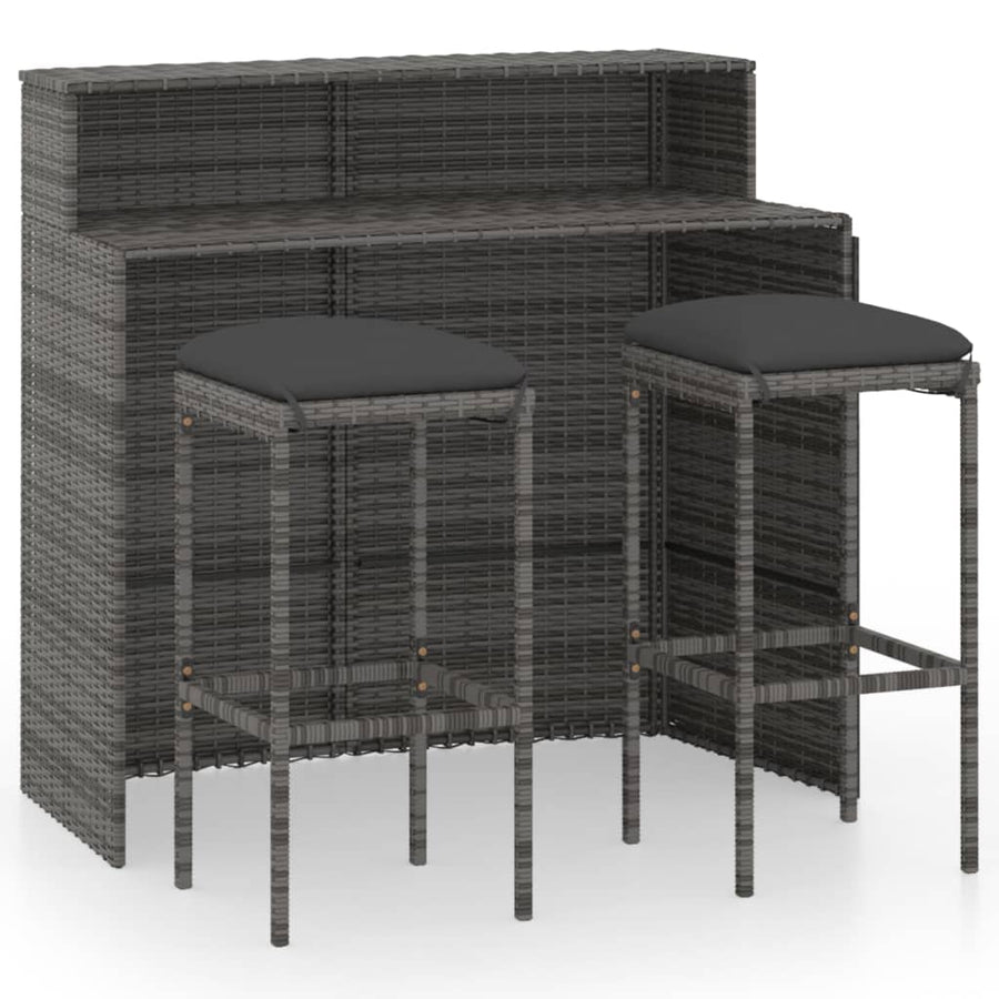 -Delige Tuinbarset Met Kussens 3 Grijs