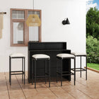 5-piece Garden Bar Set with Cushions Black