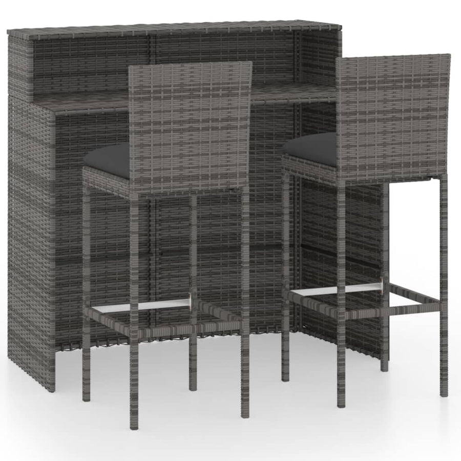 -Delige Tuinbarset Met Kussens 3 Grijs