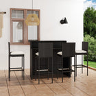 5-piece Garden Bar Set with Cushions Black