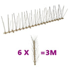 5-row bird and pigeon spikes 6 pcs 3 m plastic
