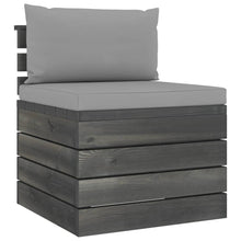 -Delige Loungeset Met Kussens Pallet Massief Grenenhout Grijs