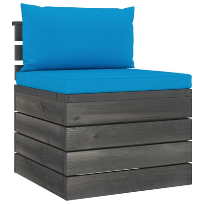 -Delige Loungeset Met Kussens Pallet Massief Grenenhout lichtblauw