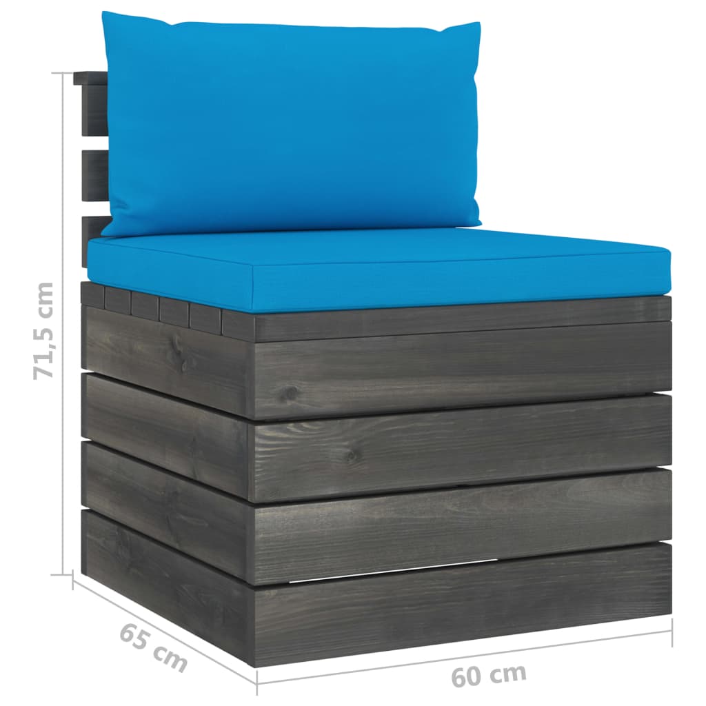 -Delige Loungeset Met Kussens Pallet Massief Grenenhout lichtblauw