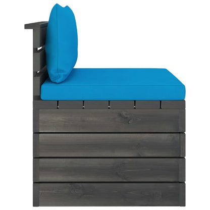 -Delige Loungeset Met Kussens Pallet Massief Grenenhout lichtblauw