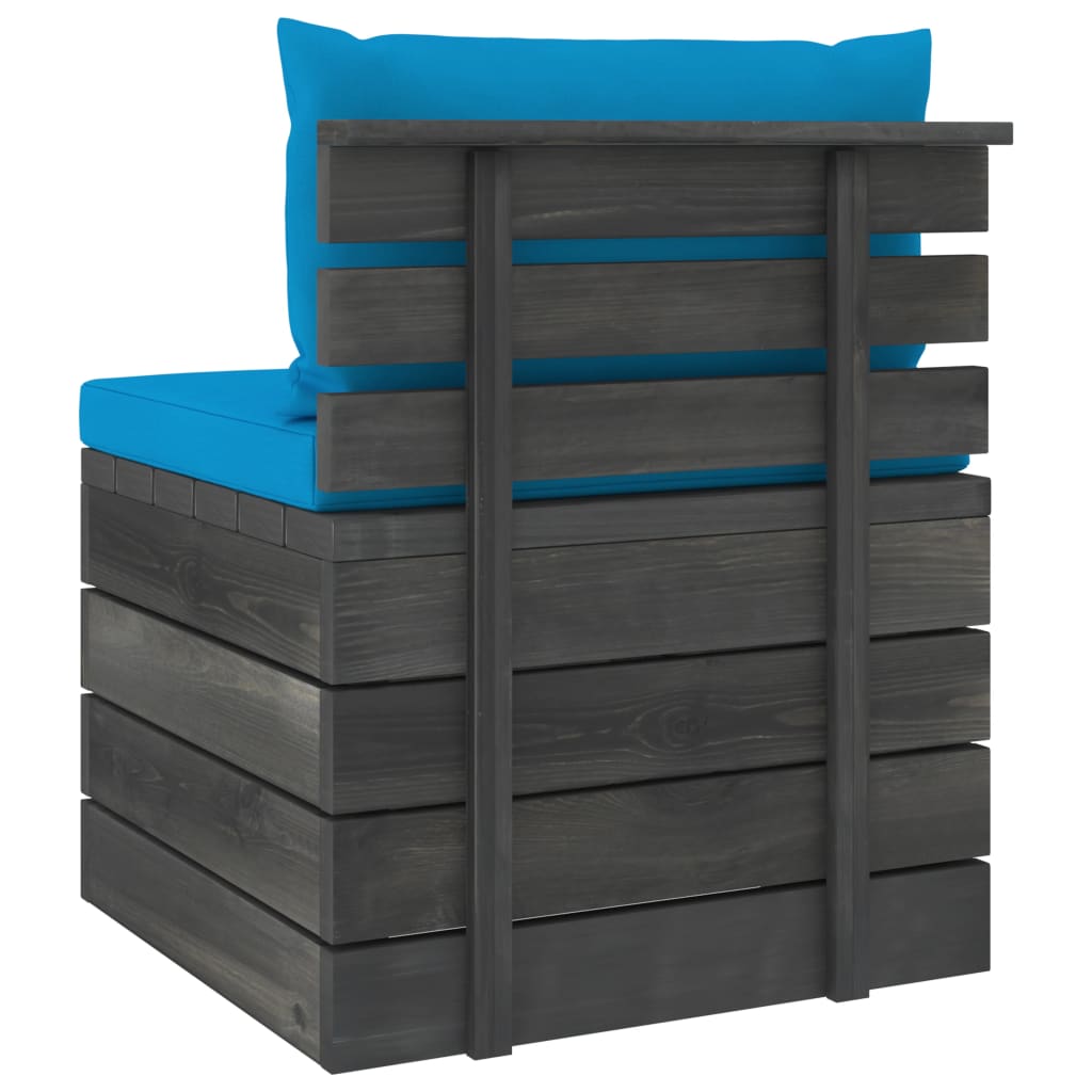 -Delige Loungeset Met Kussens Pallet Massief Grenenhout lichtblauw
