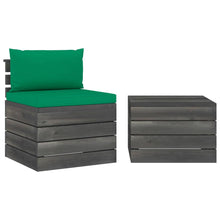 -Delige Loungeset Met Kussens Pallet Massief Grenenhout Groen