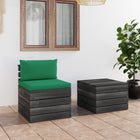 -Delige Loungeset Met Kussens Pallet Massief Grenenhout Groen