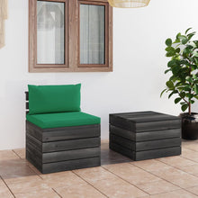 -Delige Loungeset Met Kussens Pallet Massief Grenenhout Groen