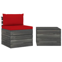 -Delige Loungeset Met Kussens Pallet Massief Grenenhout Rood