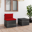 -Delige Loungeset Met Kussens Pallet Massief Grenenhout Rood