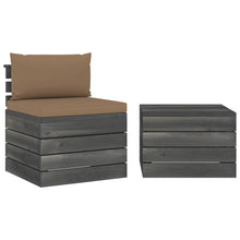 -Delige Loungeset Met Kussens Pallet Massief Grenenhout Taupe