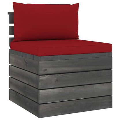 -Delige Loungeset Met Kussens Pallet Massief Grenenhout Wijnrood