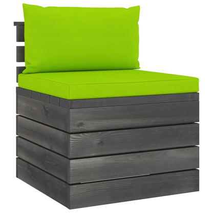-Delige Loungeset Met Kussens Pallet Massief Grenenhout Heldergroen