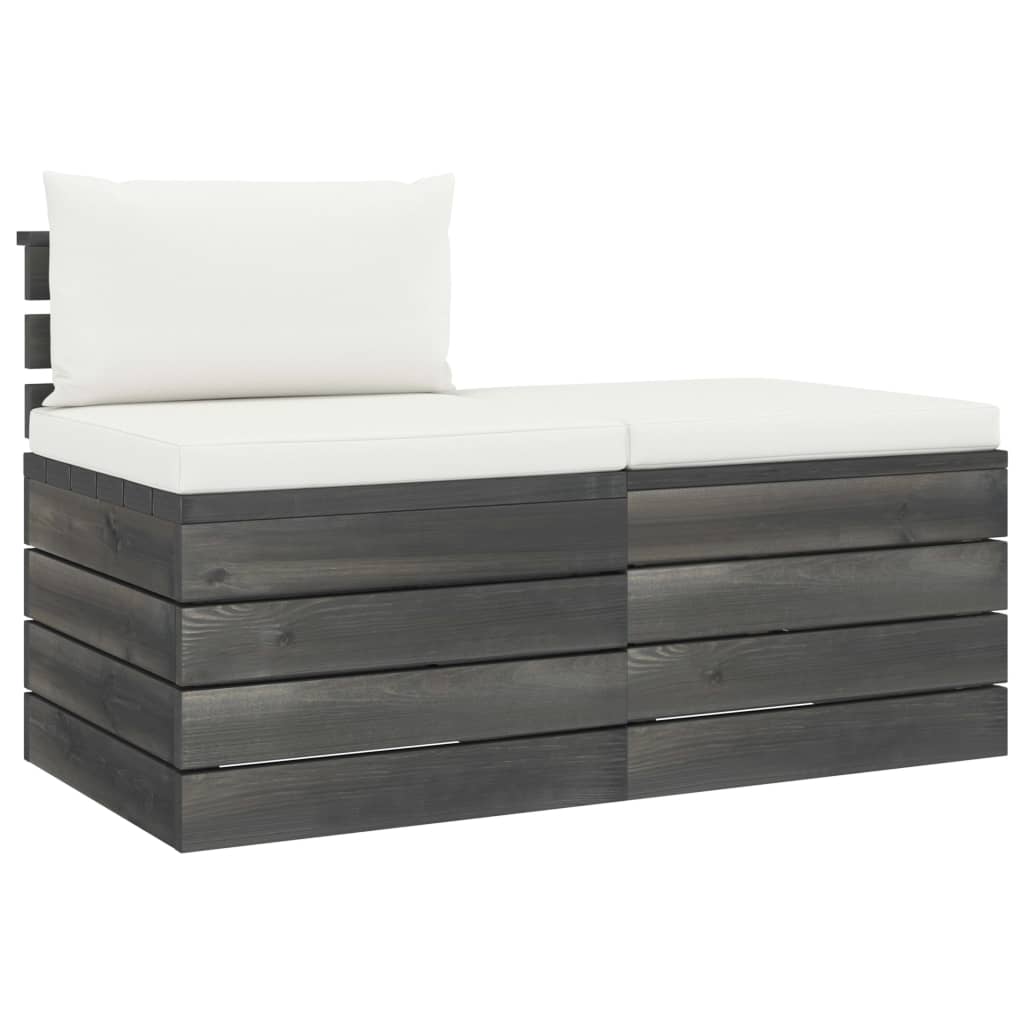 -Delige Loungeset Met Kussens Pallet Massief Grenenhout Crèmewit