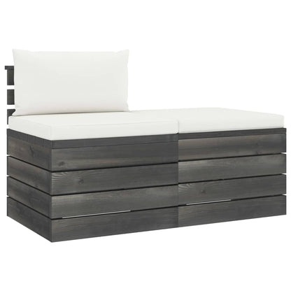 -Delige Loungeset Met Kussens Pallet Massief Grenenhout Crèmewit