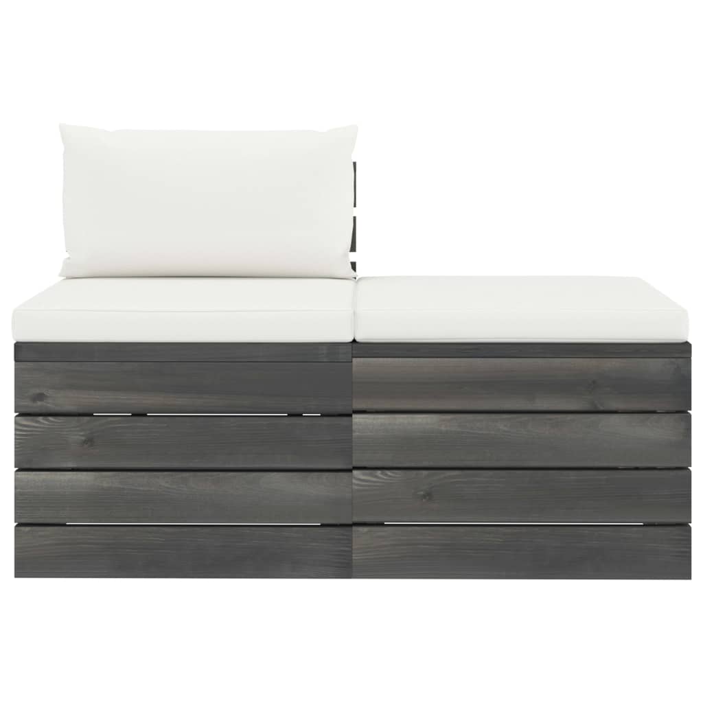 -Delige Loungeset Met Kussens Pallet Massief Grenenhout Crèmewit