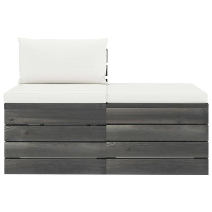 -Delige Loungeset Met Kussens Pallet Massief Grenenhout Crèmewit