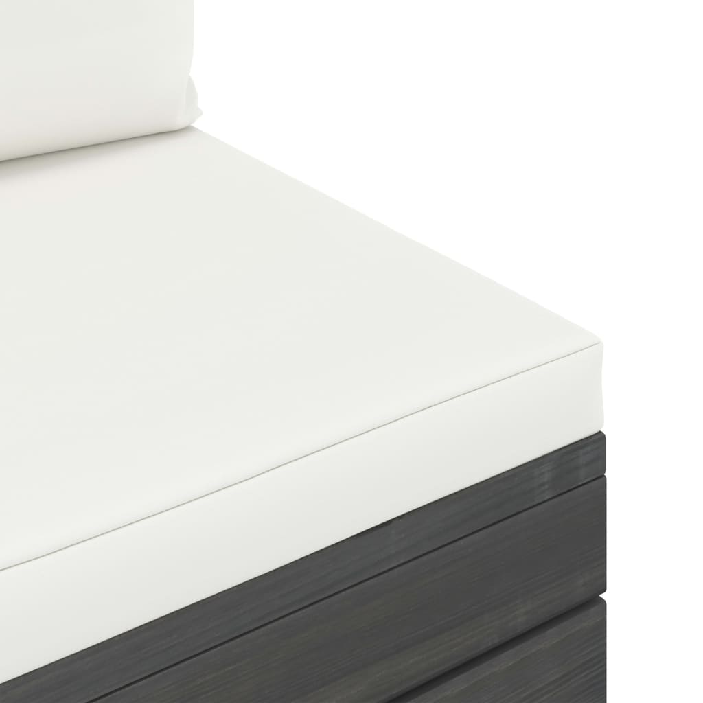 -Delige Loungeset Met Kussens Pallet Massief Grenenhout Crèmewit