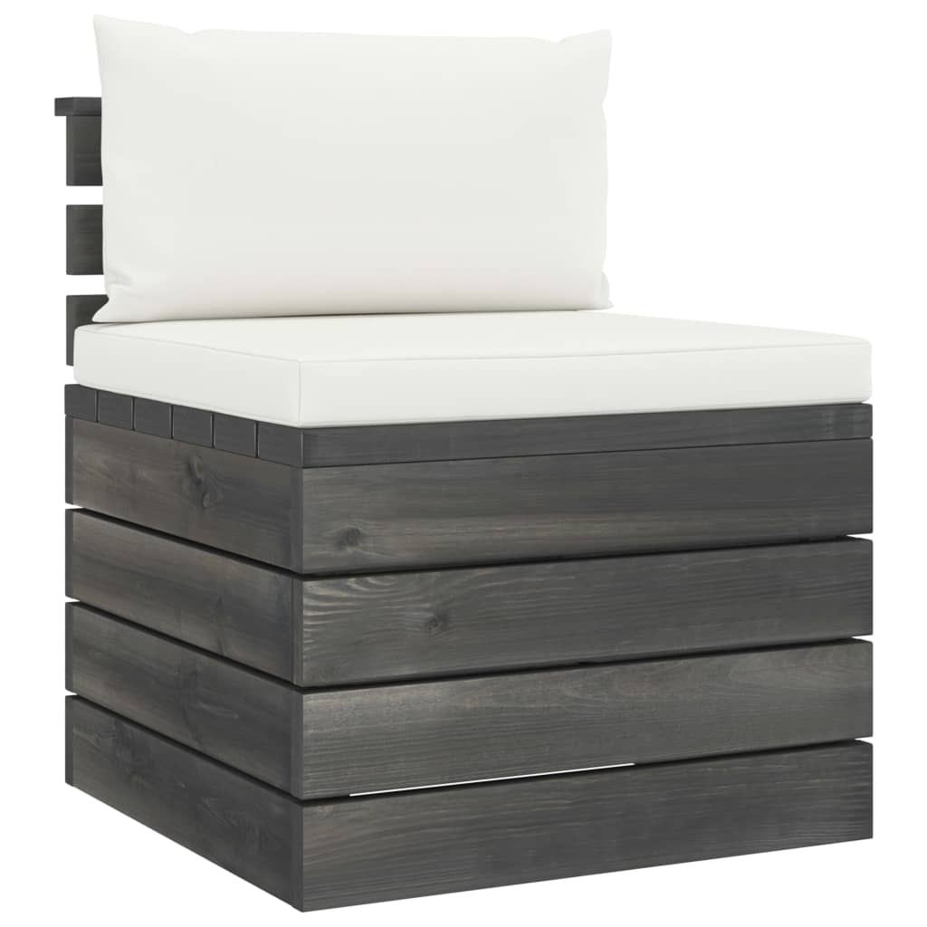 -Delige Loungeset Met Kussens Pallet Massief Grenenhout Crèmewit