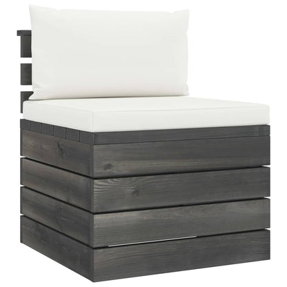 -Delige Loungeset Met Kussens Pallet Massief Grenenhout Crèmewit