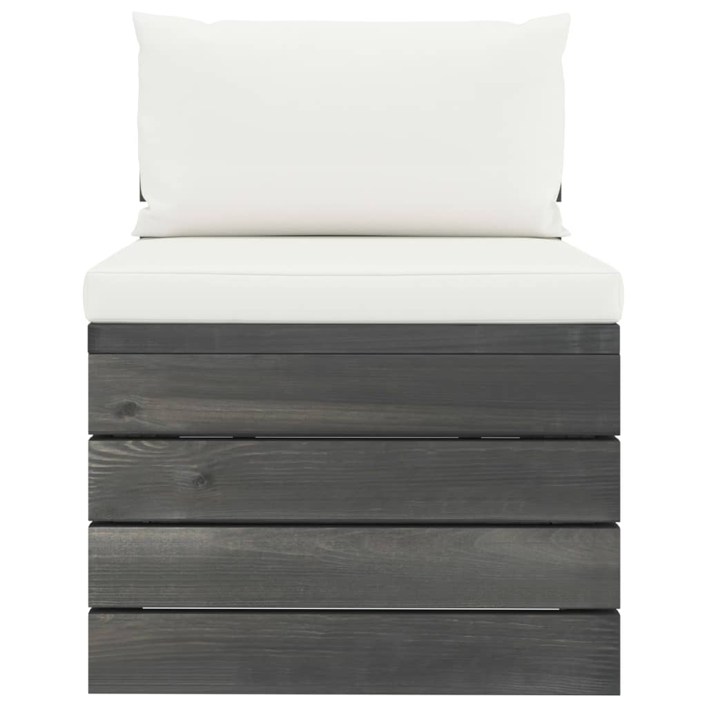 -Delige Loungeset Met Kussens Pallet Massief Grenenhout Crèmewit