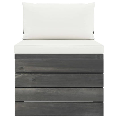 -Delige Loungeset Met Kussens Pallet Massief Grenenhout Crèmewit