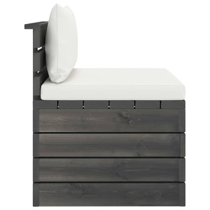-Delige Loungeset Met Kussens Pallet Massief Grenenhout Crèmewit