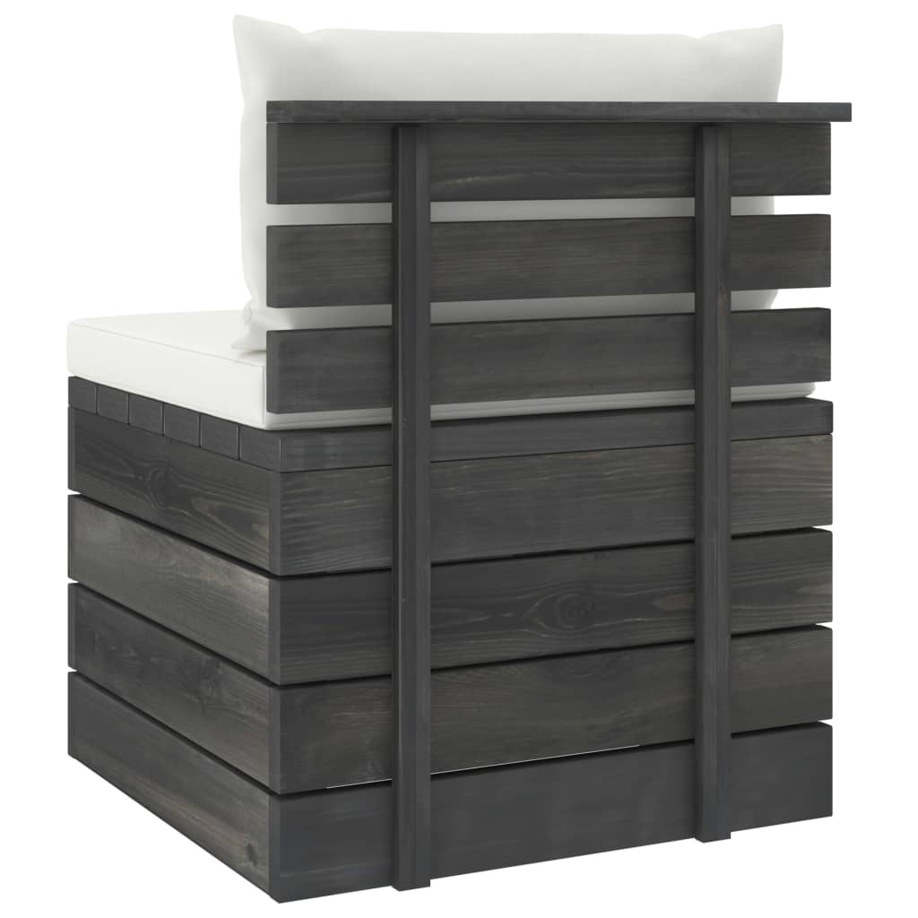 -Delige Loungeset Met Kussens Pallet Massief Grenenhout Crèmewit