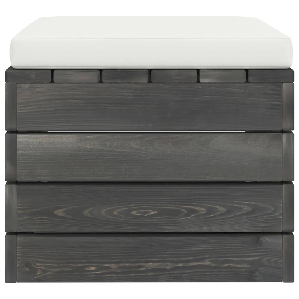 -Delige Loungeset Met Kussens Pallet Massief Grenenhout Crèmewit