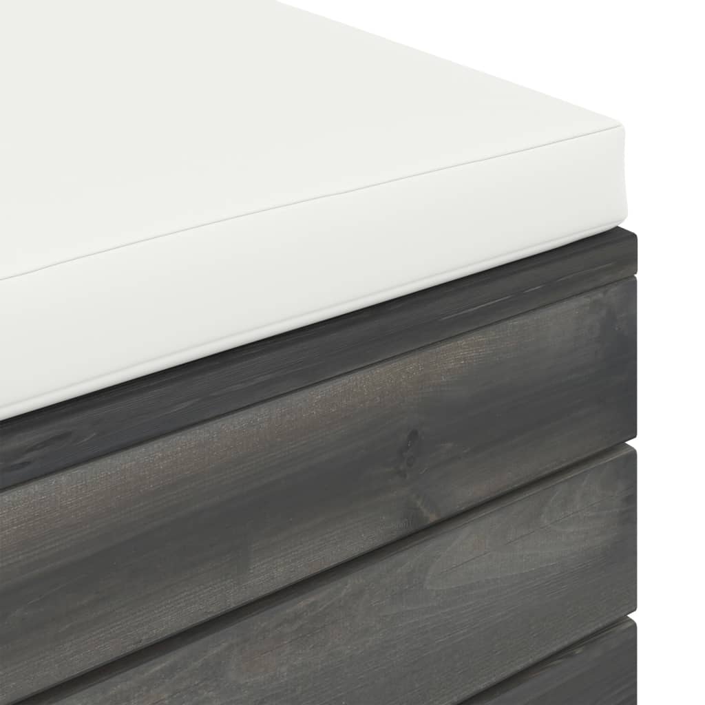 -Delige Loungeset Met Kussens Pallet Massief Grenenhout Crèmewit
