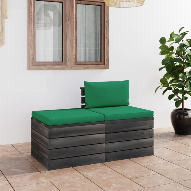 -Delige Loungeset Met Kussens Pallet Massief Grenenhout Groen