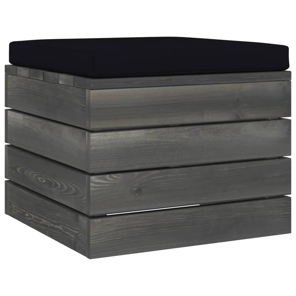 -Delige Loungeset Met Kussens Pallet Massief Grenenhout Zwart
