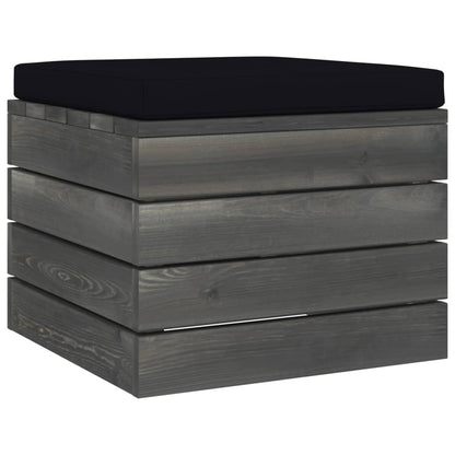 -Delige Loungeset Met Kussens Pallet Massief Grenenhout Zwart