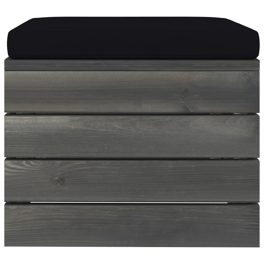 -Delige Loungeset Met Kussens Pallet Massief Grenenhout Zwart