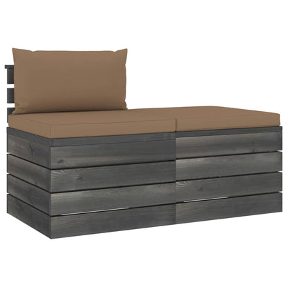 Loungeset Met Kussens Pallet Massief Grenenhout Taupe