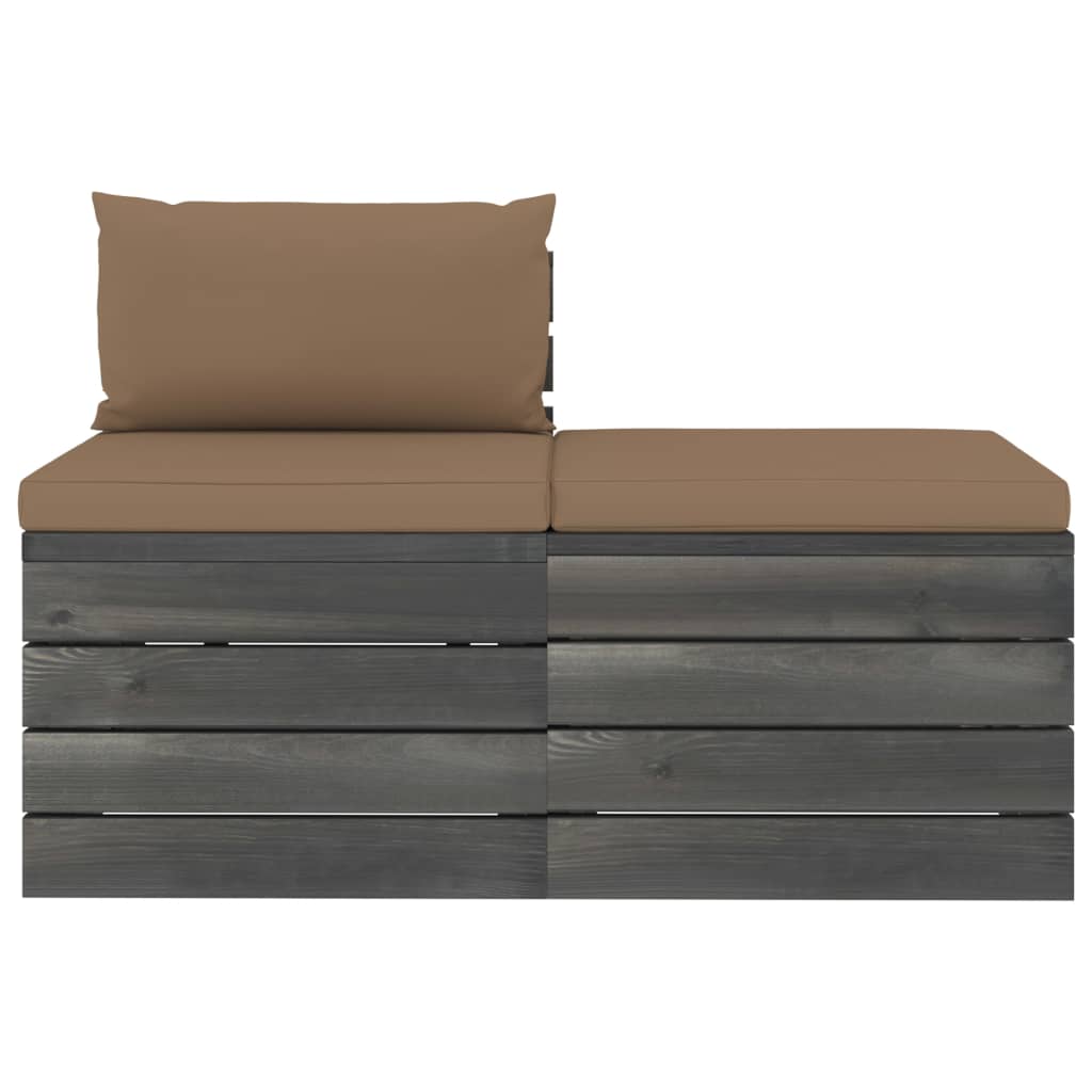 Loungeset Met Kussens Pallet Massief Grenenhout Taupe