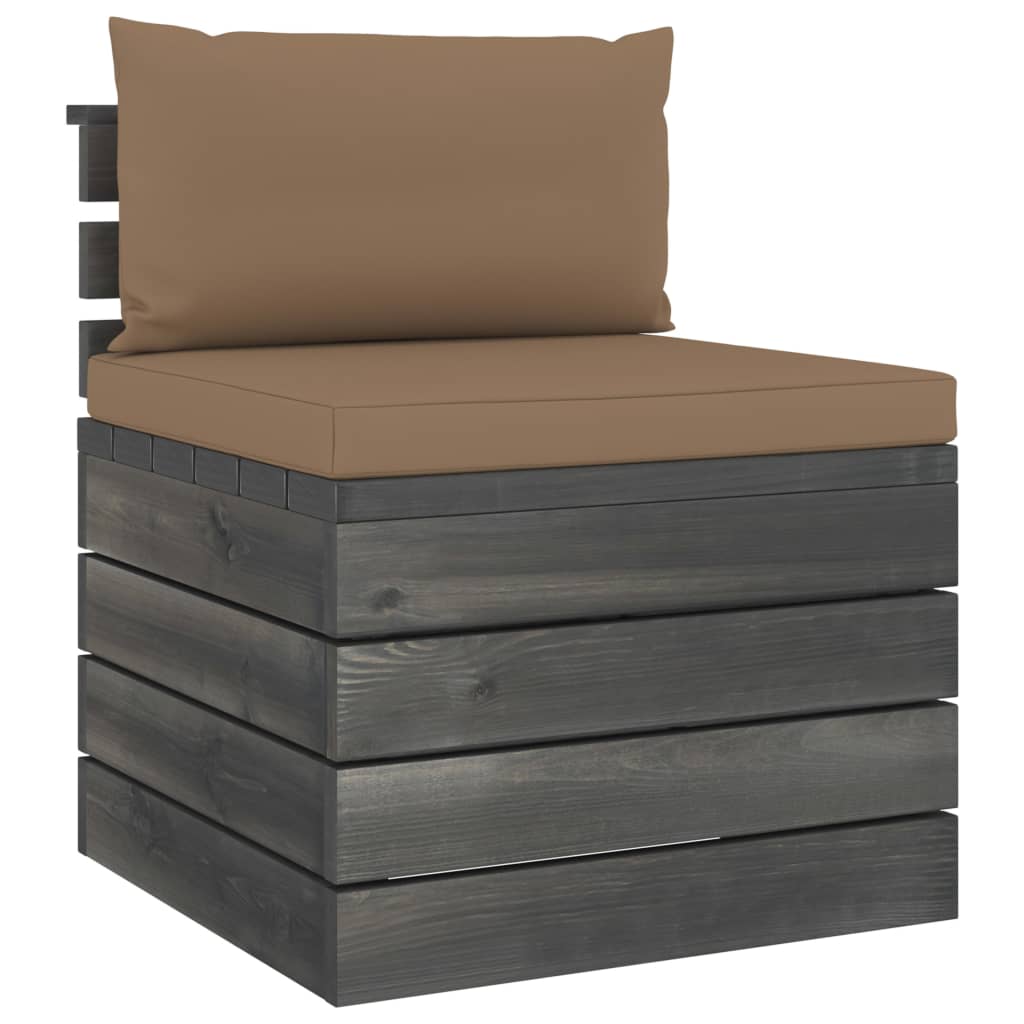 Loungeset Met Kussens Pallet Massief Grenenhout Taupe