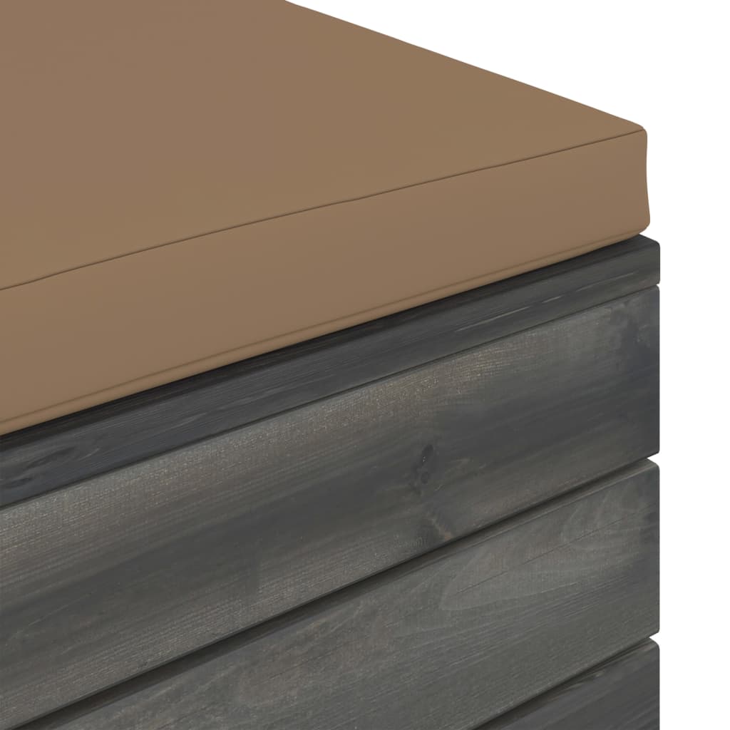 Loungeset Met Kussens Pallet Massief Grenenhout Taupe