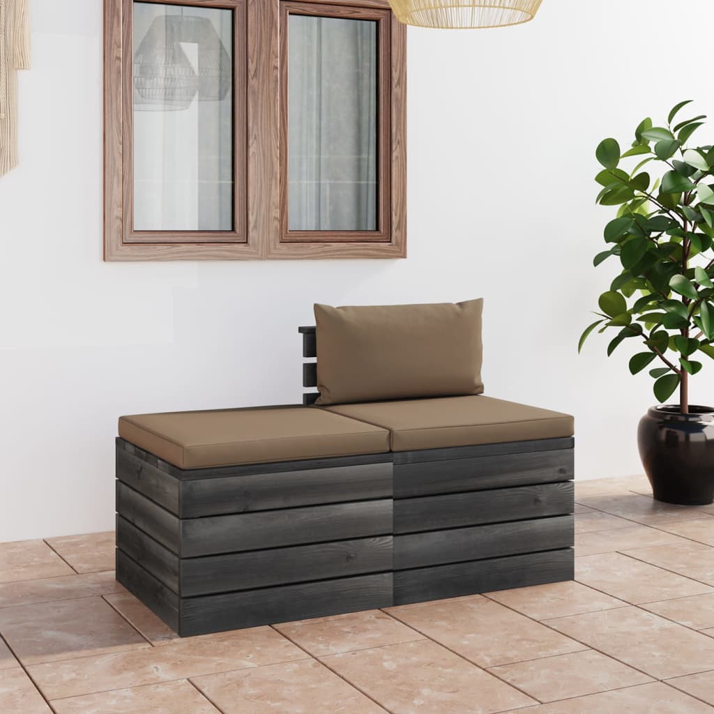Loungeset Met Kussens Pallet Massief Grenenhout Taupe