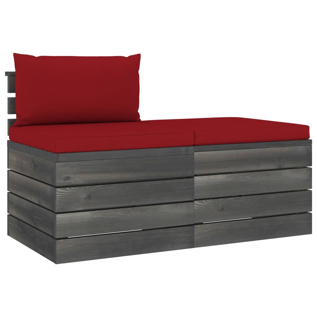 Loungeset Met Kussens Pallet Massief Grenenhout Wijnrood