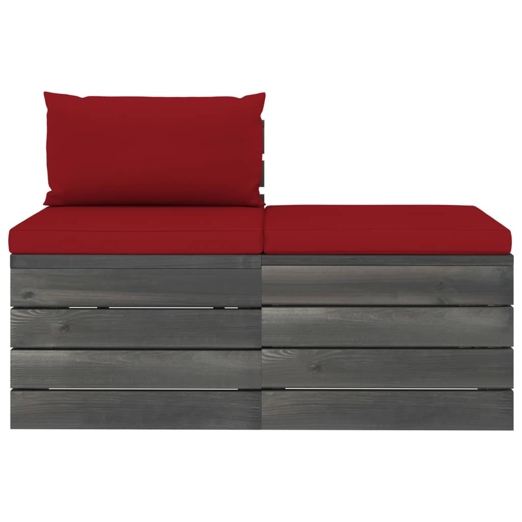 Loungeset Met Kussens Pallet Massief Grenenhout Wijnrood